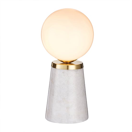 Product photograph of Otto Gloss Opal Glass Table Lamp With Gloss Marble Base from Furniture in Fashion