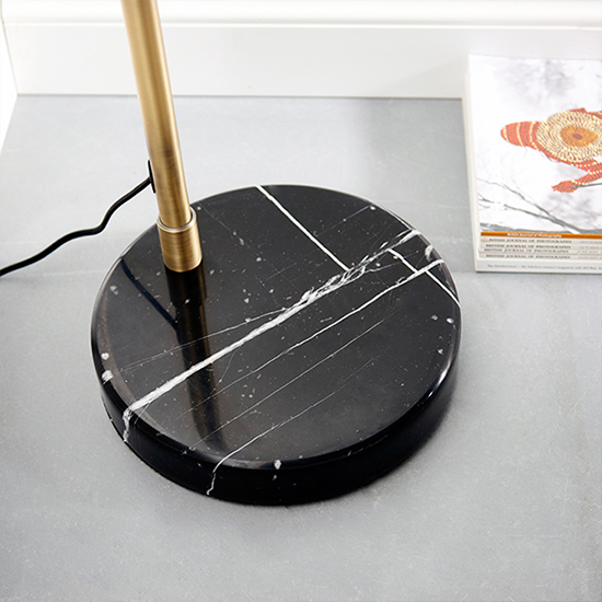 Otto Gloss White Glass Shade Floor Lamp In Antique Brass