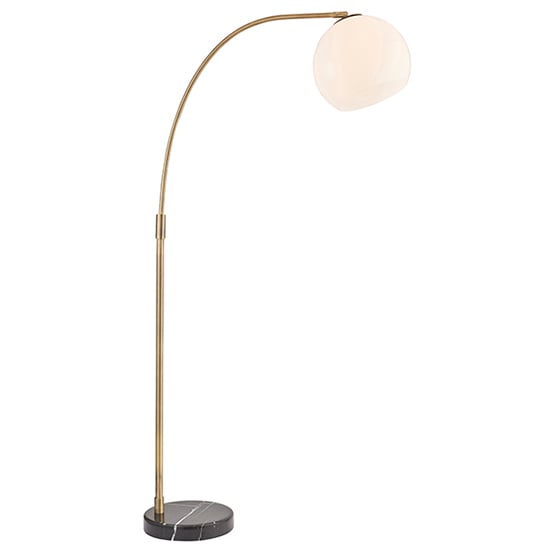Read more about Otto gloss white glass shade floor lamp in antique brass