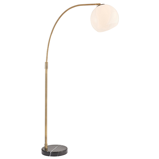 Otto Gloss White Glass Shade Floor Lamp In Antique Brass