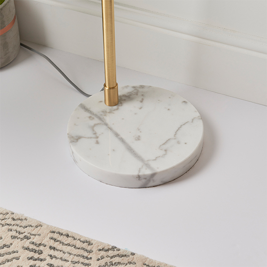 Otto Gloss White Glass Shade Floor Lamp In Brushed Brass