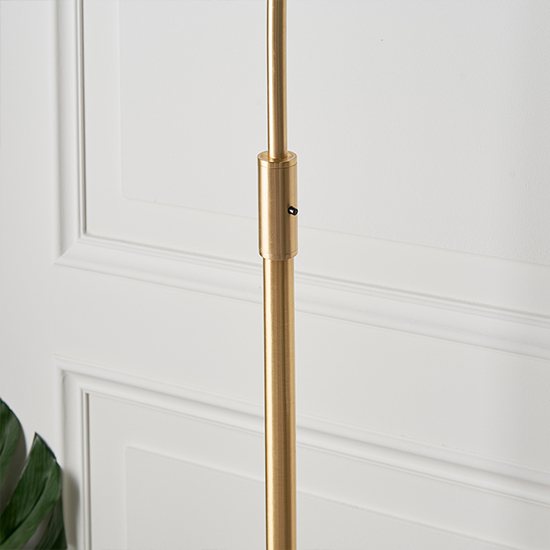 Otto Gloss White Glass Shade Floor Lamp In Brushed Brass