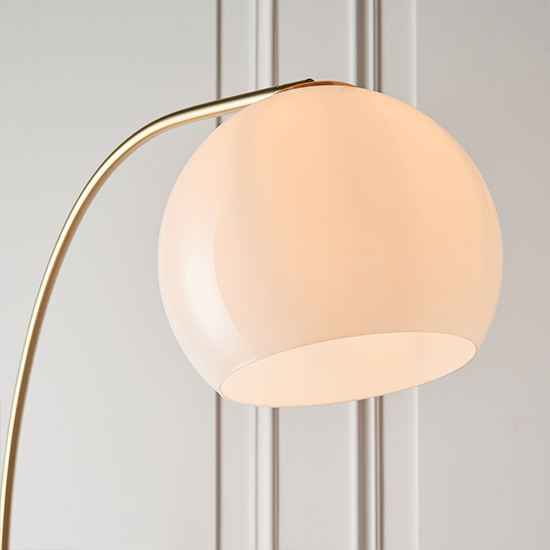 Otto Gloss White Glass Shade Floor Lamp In Brushed Brass_5