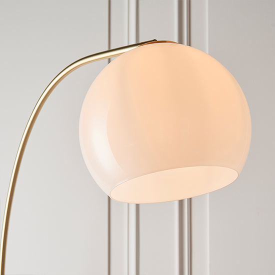 Otto Gloss White Glass Shade Floor Lamp In Brushed Brass