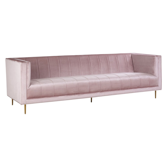 Otyliya Upholstered Velvet 3 Seater Sofa In Pink