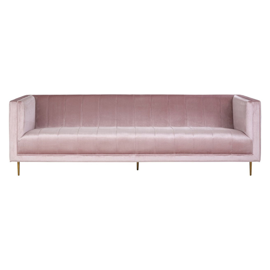 Otyliya Upholstered Velvet 3 Seater Sofa In Pink