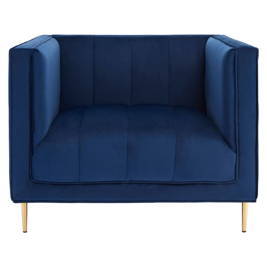 Otyliya Upholstered Velvet Armchair In Deep Blue