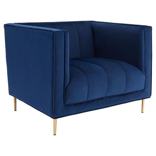 Read more about Otyliya upholstered velvet armchair in deep blue