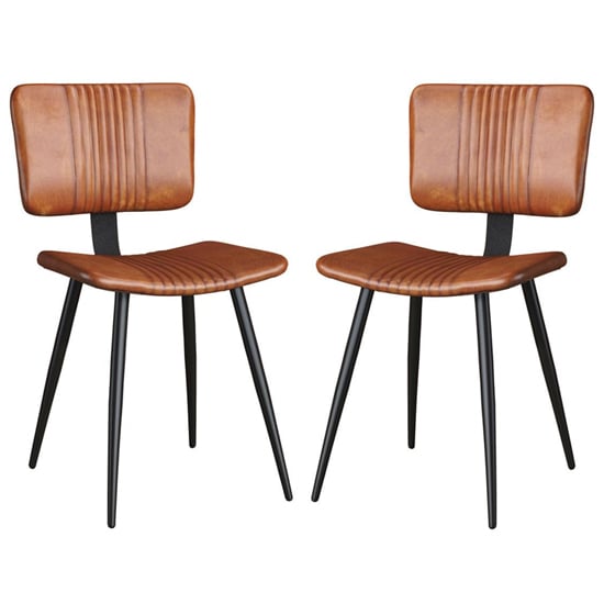 Oundle Bruicato Genuine Leather Dining Chairs In Pair