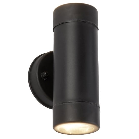 Outdoor 2 Light Cylinder Wall Bracket In Black