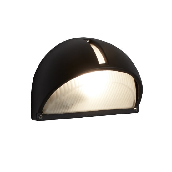 Half Moon Outdoor Light In Black Aluminium With Frosted Glass FiF