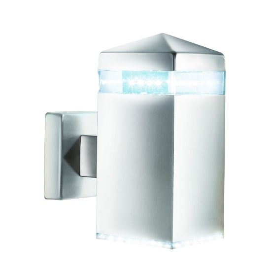 Satin Silver LED Outdoor Wall Light With Clear Diffuser