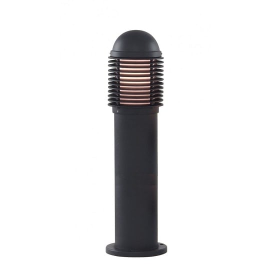 Photo of Outdoor post light in black with ridges top and white diffuser