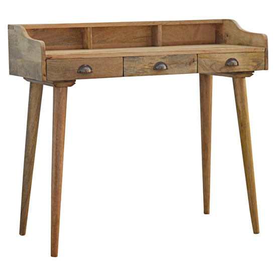 Product photograph of Ouzel Wooden Gallery Back Study Desk In Oak Ish With 3 Drawers from Furniture in Fashion