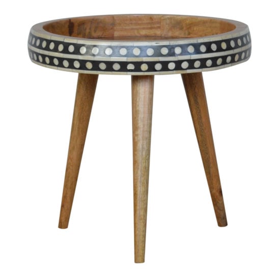 Read more about Ouzel wooden small nordic style end table in bone inlay and oak