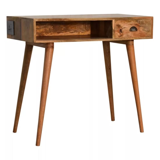 Read more about Ouzel wooden study desk in oak ish with cable access