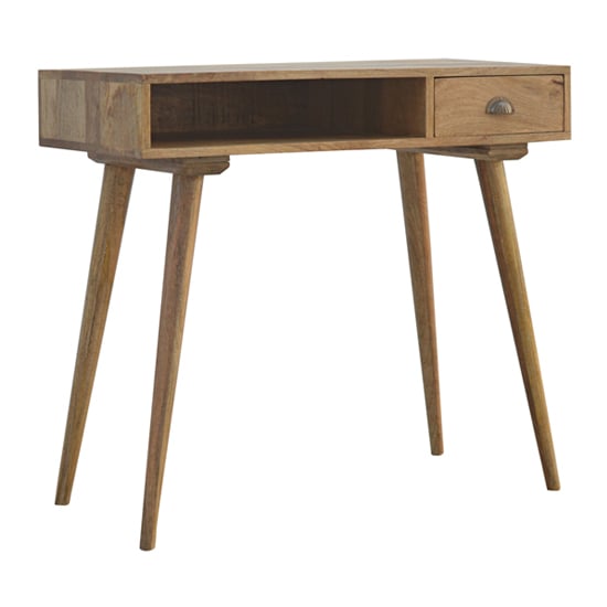 Read more about Ouzel wooden study desk in oak ish with open slot