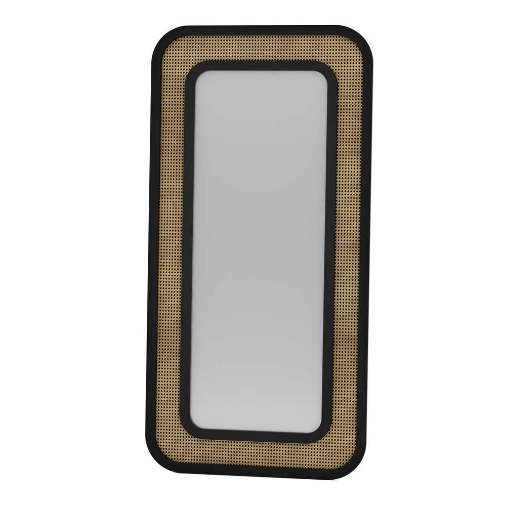 Ova Glass Cheval Mirror in Black Wooden Frame