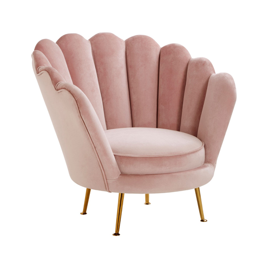 Ovaley Scalloped Plush Velvet Accent Chair In Pink Furniture in Fashion