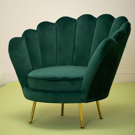 Ovaley Upholstered Velvet Accent Chair In Deep Green