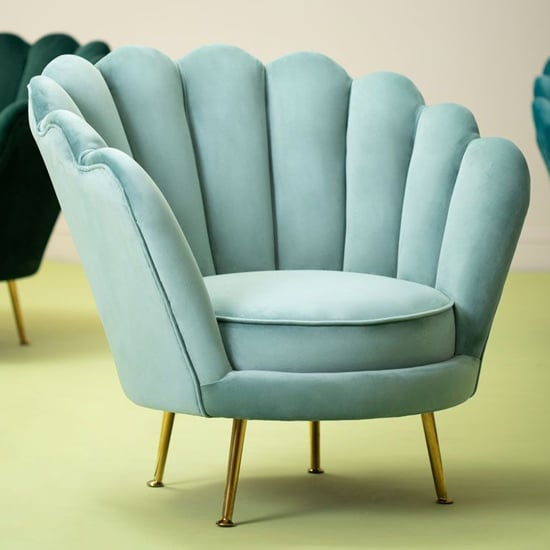 Product photograph of Ovaley Upholstered Velvet Accent Chair In Light Blue from Furniture in Fashion