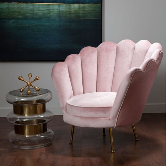 Ovaley Upholstered Velvet Accent Chair In Plush Pink_2