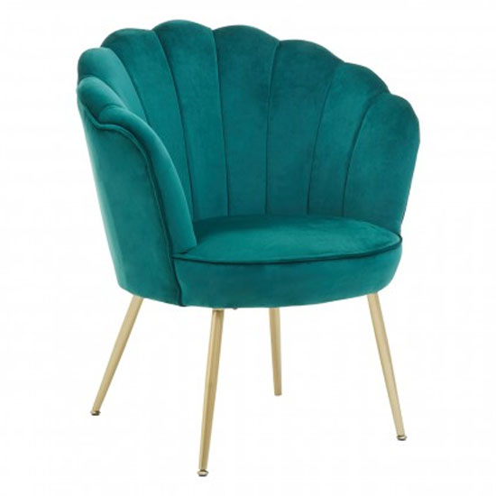 Ovaley Velvet Scalloped Accent Chair In Emerald Green