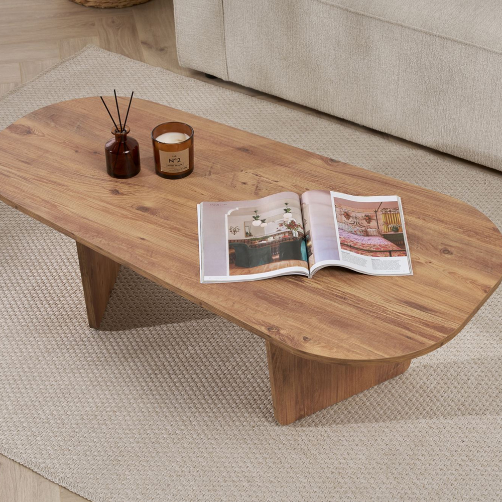 Sento Oval Wooden Coffee Table in Atlantic Pine