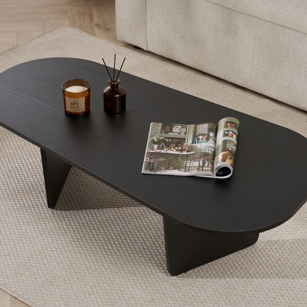 Sento Oval Wooden Coffee Table in Black