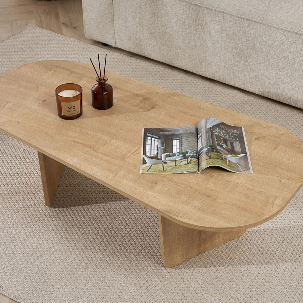 Sento Oval Wooden Coffee Table in Oak