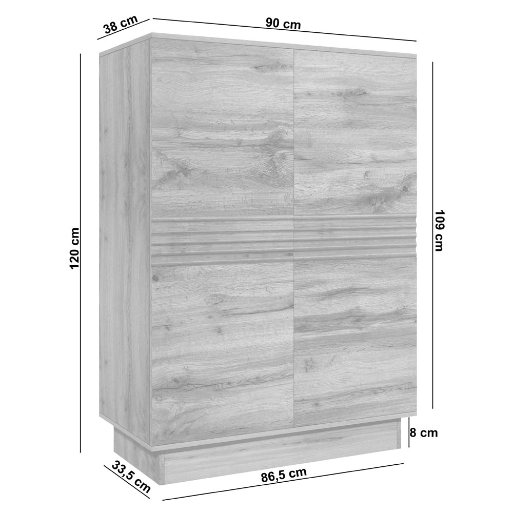 Ovarin Wooden Highboard with 2 Doors in Wotan Oak