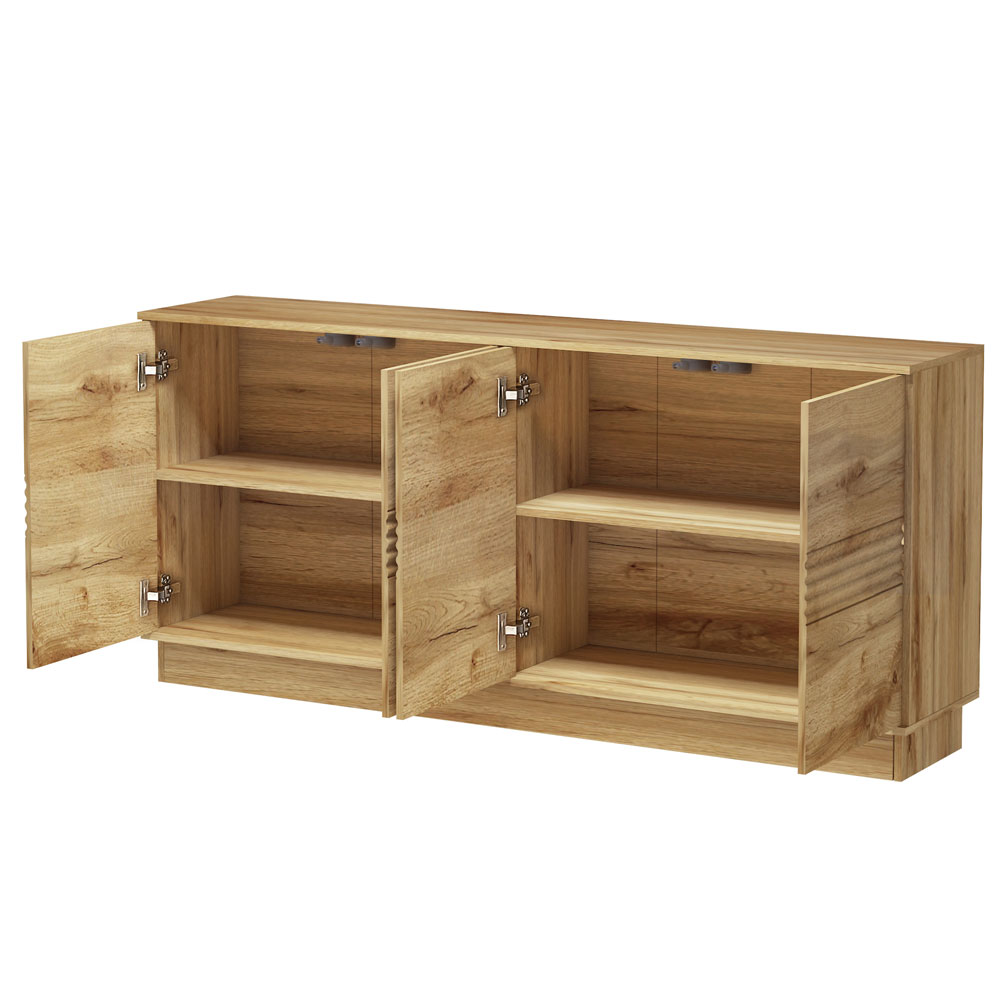 Ovarin Wooden Sideboard with 4 Doors in Wotan Oak