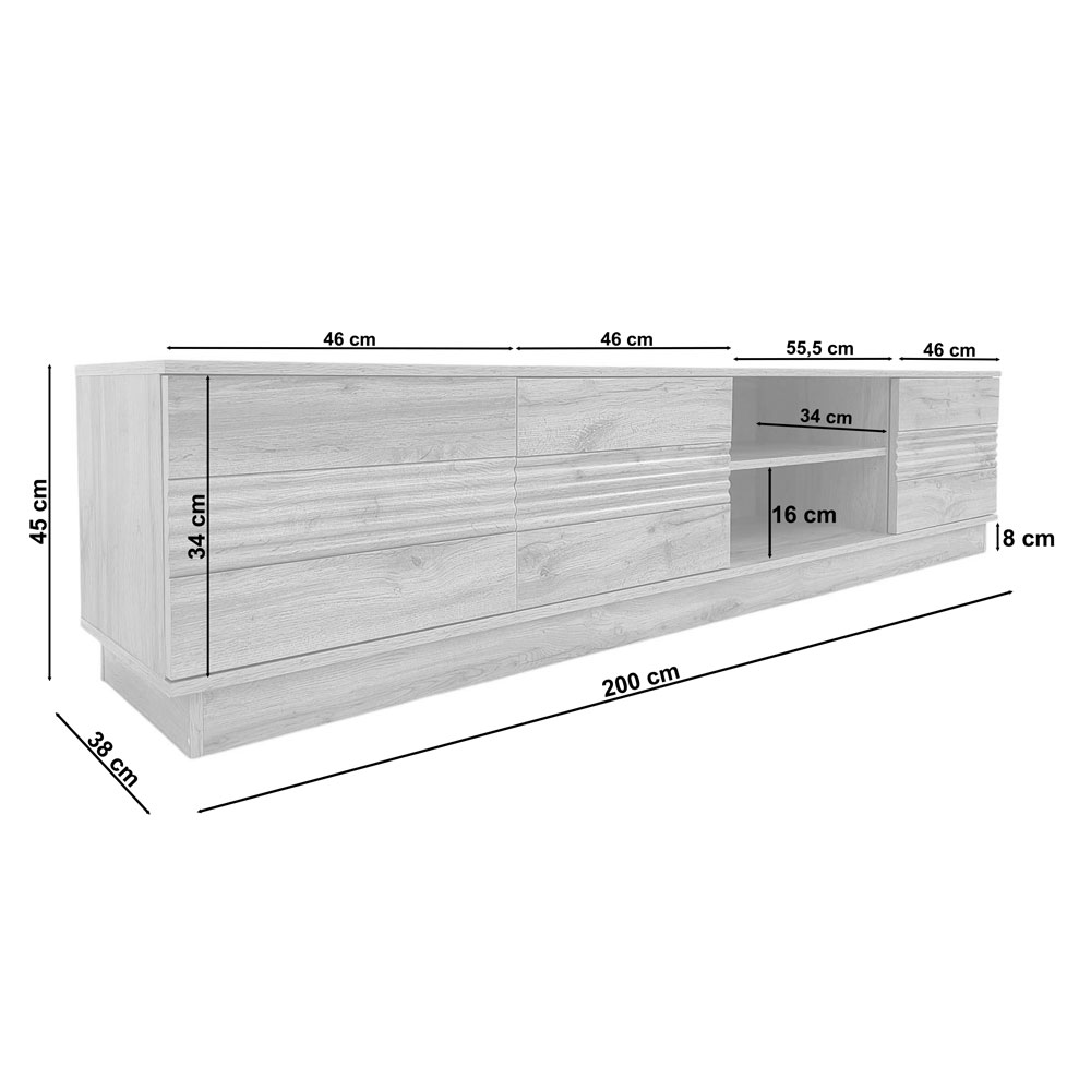 Ovarin Wooden TV Stand with 3 Doors in Wotan Oak