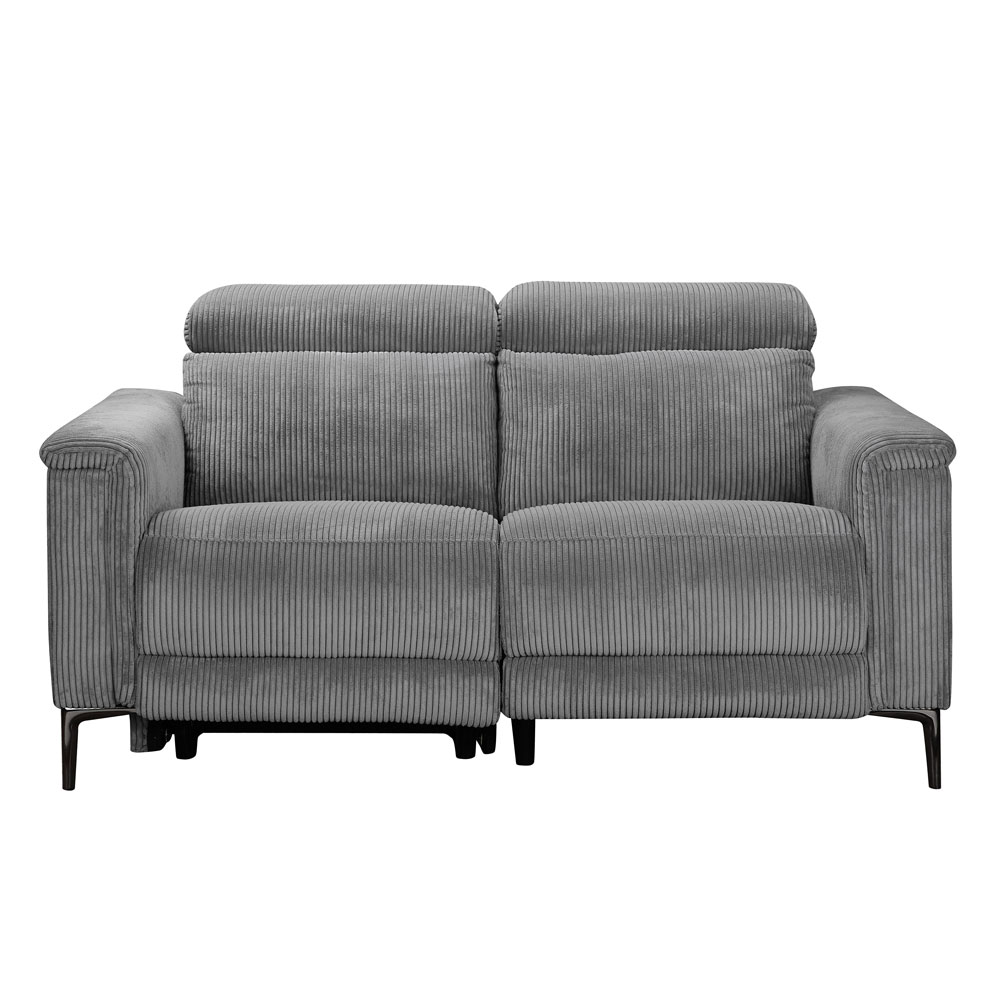 Ovaris Fabric Electric Recliner 2 Seater Sofa in Grey