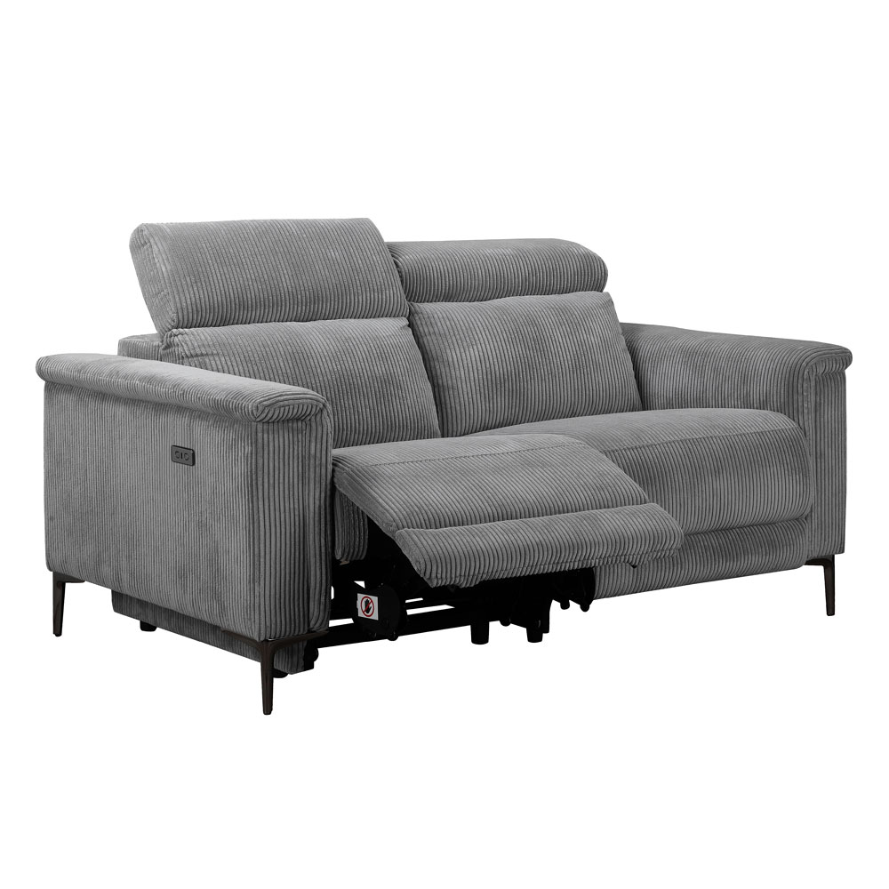 Ovaris Fabric Electric Recliner 2 Seater Sofa in Grey