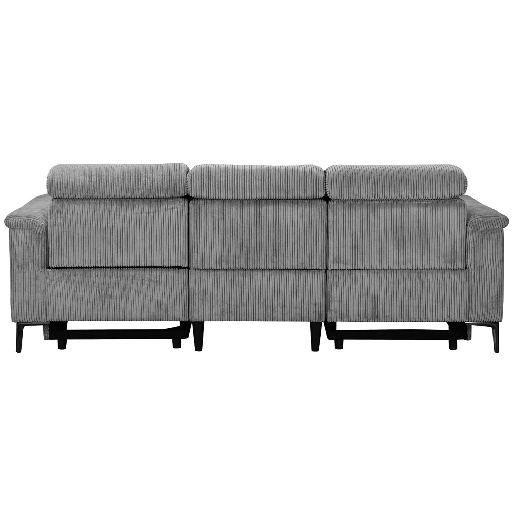Ovaris Fabric Electric Recliner 3 Seater Sofa in Grey