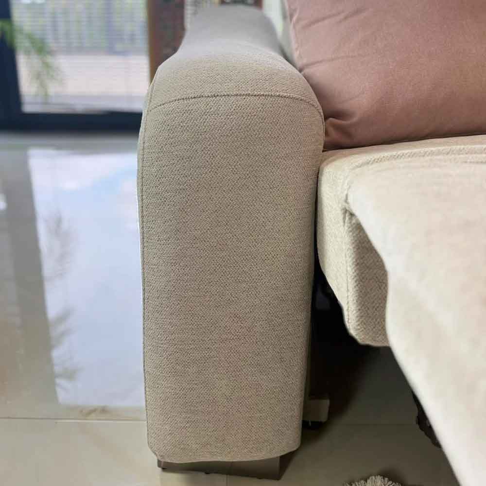 Ovaron Fabric Electric Recliner Corner Sofa in Beige