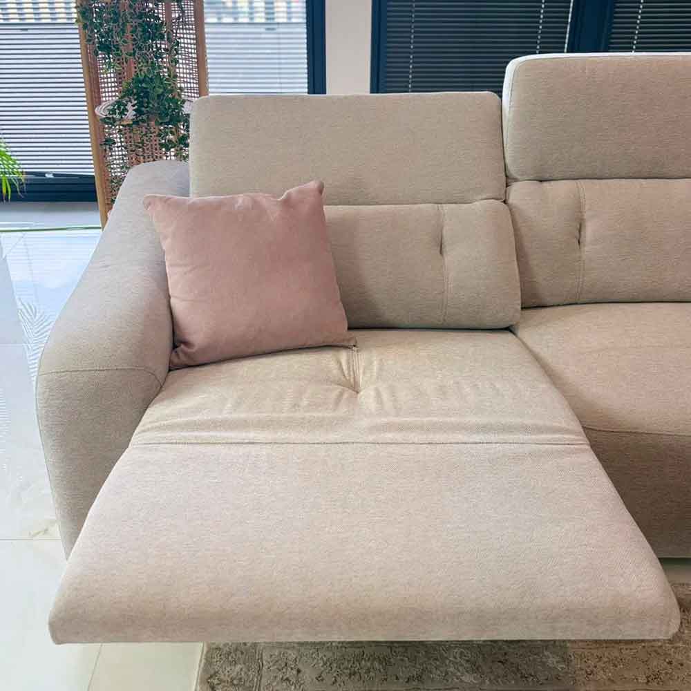 Ovaron Fabric Electric Recliner Corner Sofa in Beige