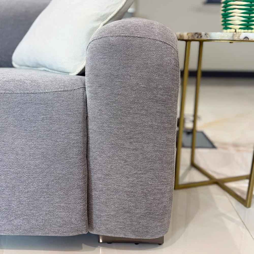 Ovaron Fabric Electric Recliner Corner Sofa in Grey