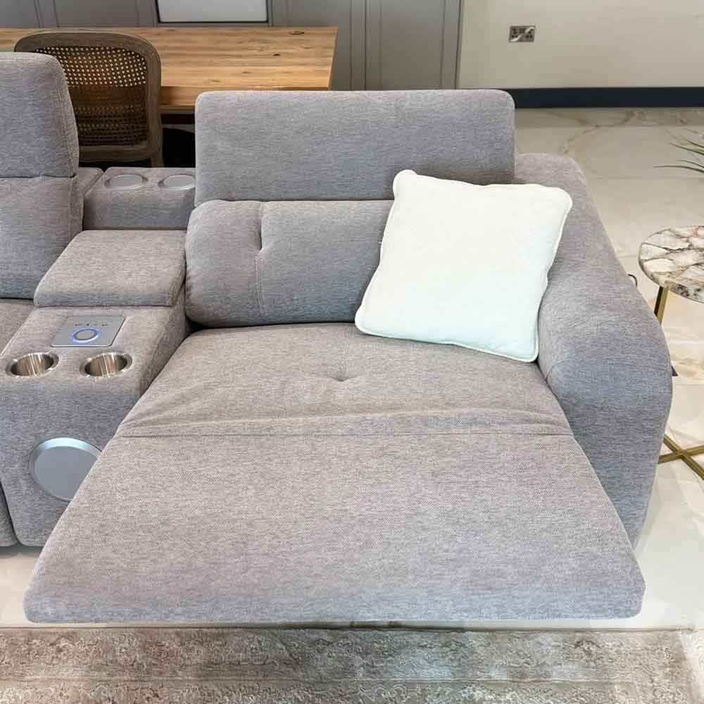 Ovaron Fabric Electric Recliner Corner Sofa in Grey