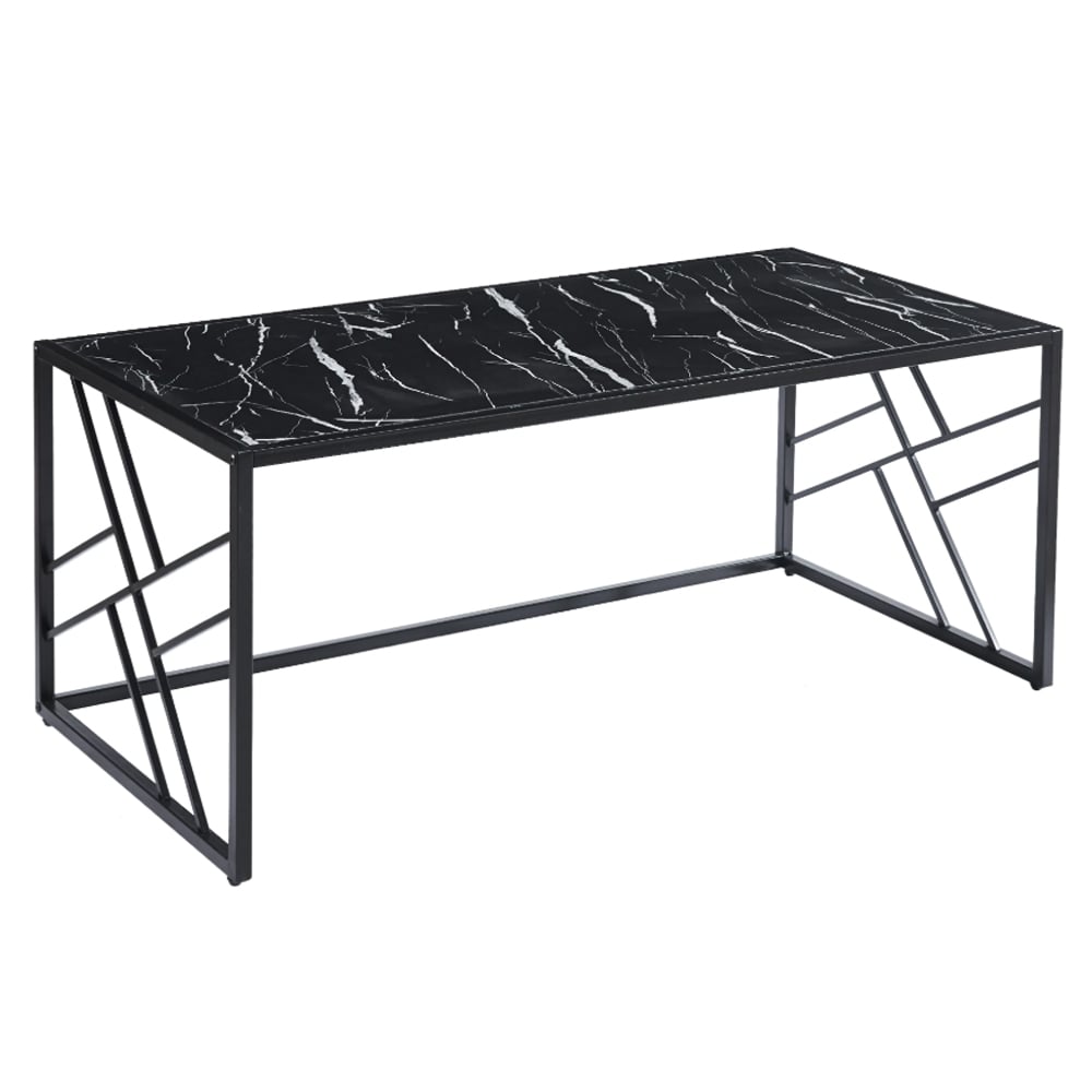 Read more about Ovid gloss black marble effect coffee table with black frame