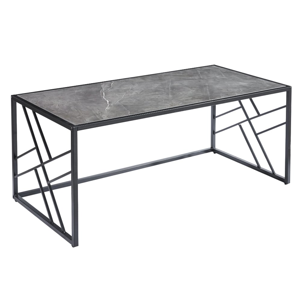 Read more about Ovid gloss grey marble effect coffee table with black frame