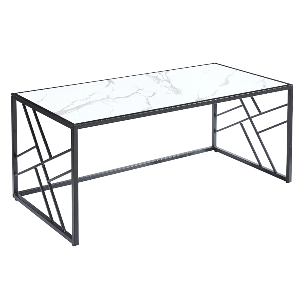 Read more about Ovid gloss white marble effect coffee table with black frame
