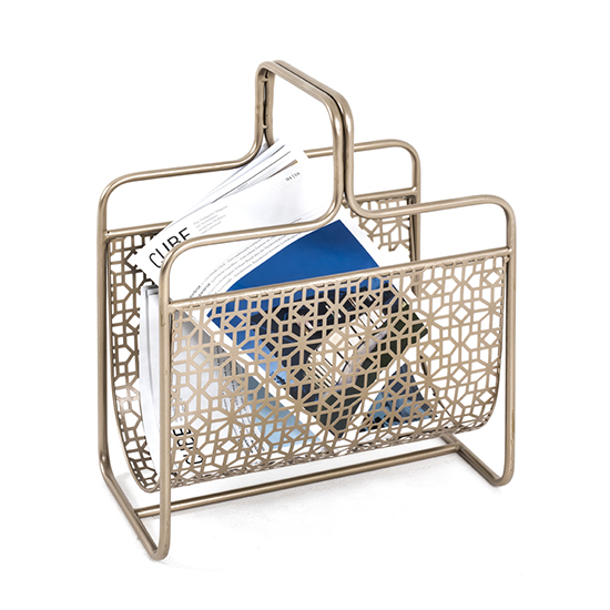 Photo of Oviedo metal magazine rack in gold