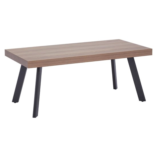 Photo of Owall wooden coffee table with black metal legs in oak