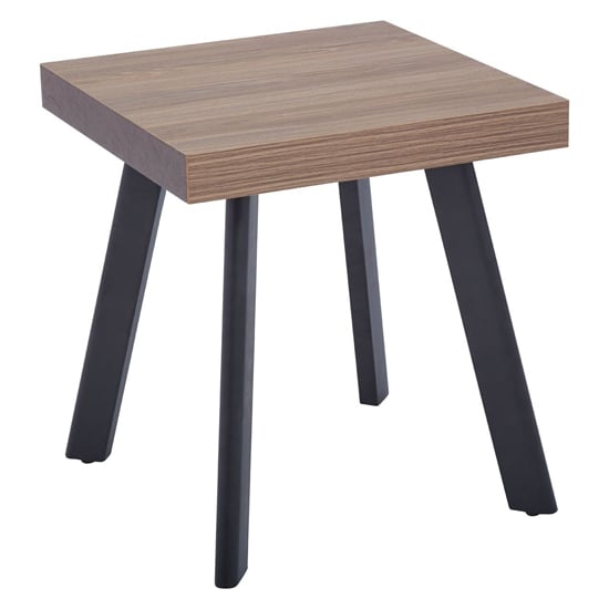 Read more about Owall wooden side table with black metal legs in oak