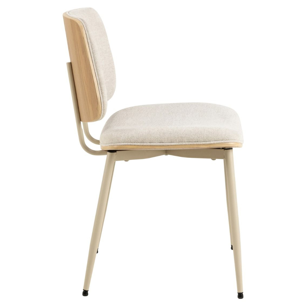 Owasso Beige Fabric Dining Chairs With Wooden Frame In Pair