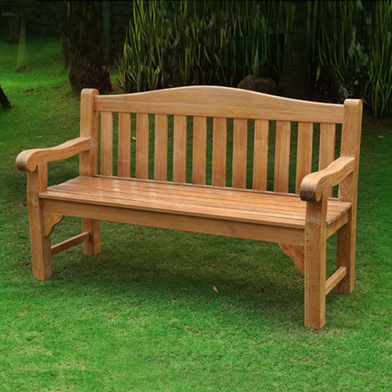 Product photograph of Owen Teak Wooden Garden 3 Seater Bench In Teak from Furniture in Fashion