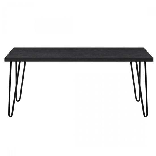 Ojai Wooden Coffee Table With Black Legs In Black Oak