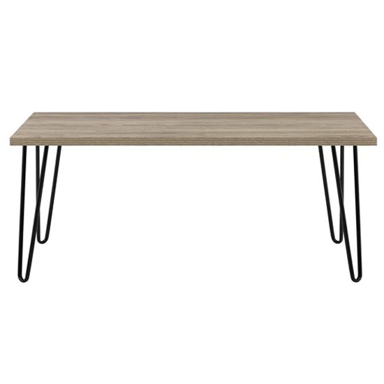 Ojai Wooden Coffee Table With Black Legs In Rustic Oak